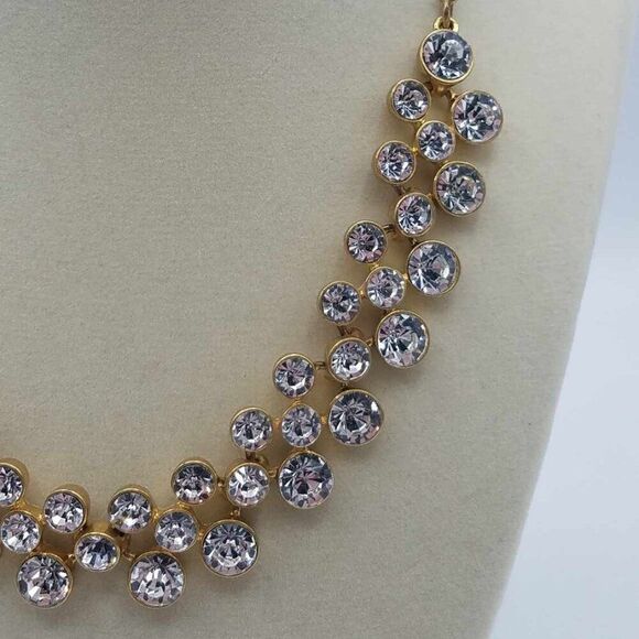 NWOT J Crew 3 Row Rhinestone Crystal Necklace - Picture 5 of 10